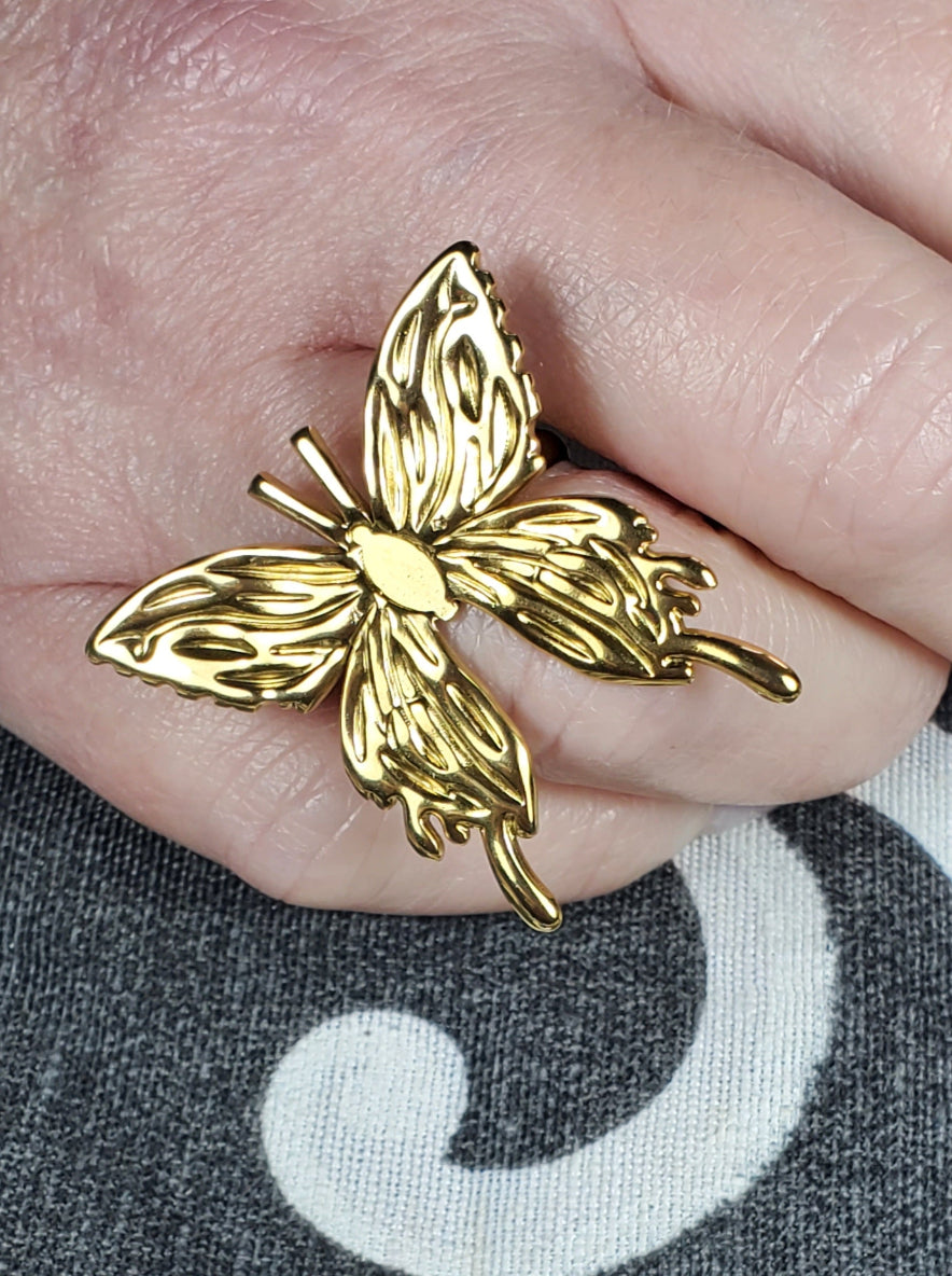 Anello Farfalla Acciaio regolabile