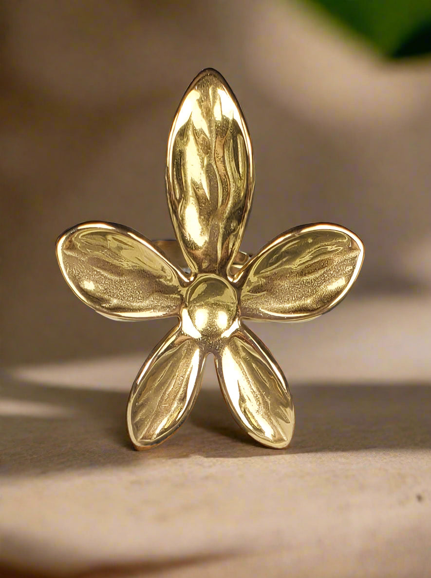 Anello Fiore Acciaio regolabile