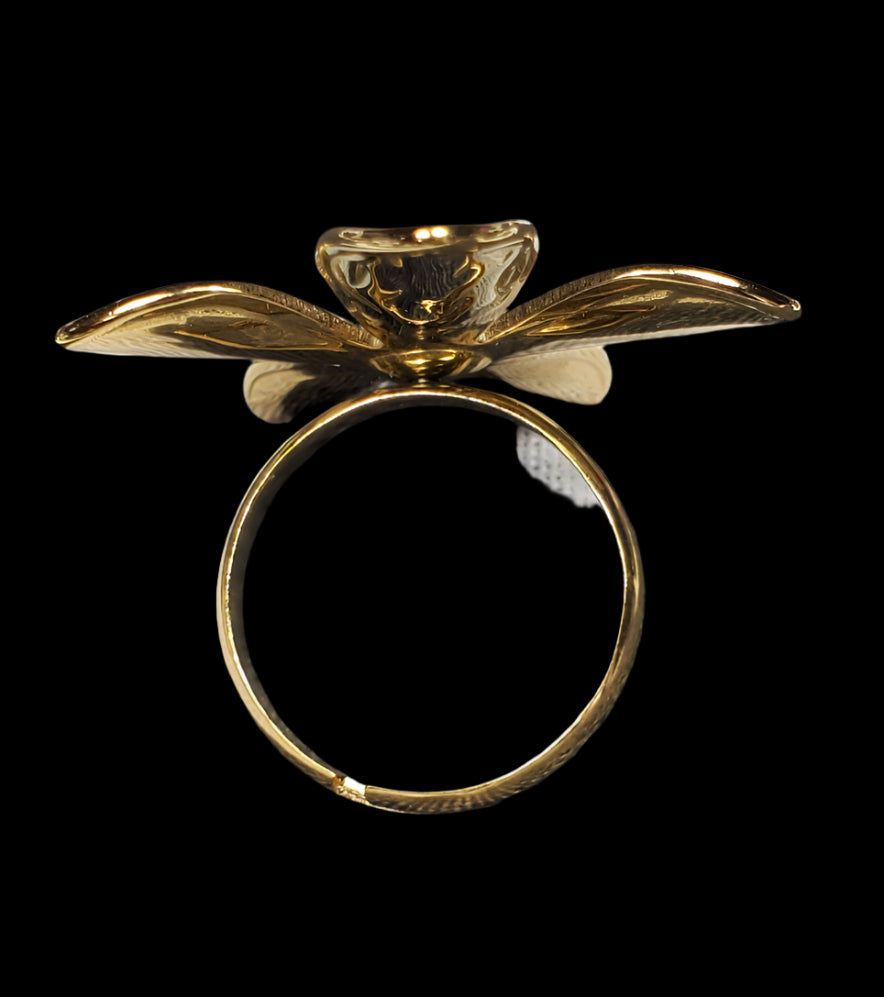 Anello Fiore Acciaio regolabile