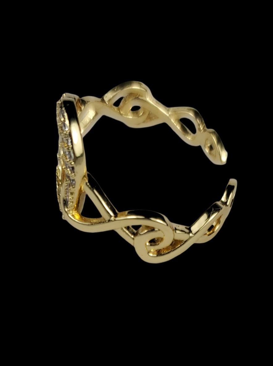 Anello Cuore e Brillantini Acciaio regolabile