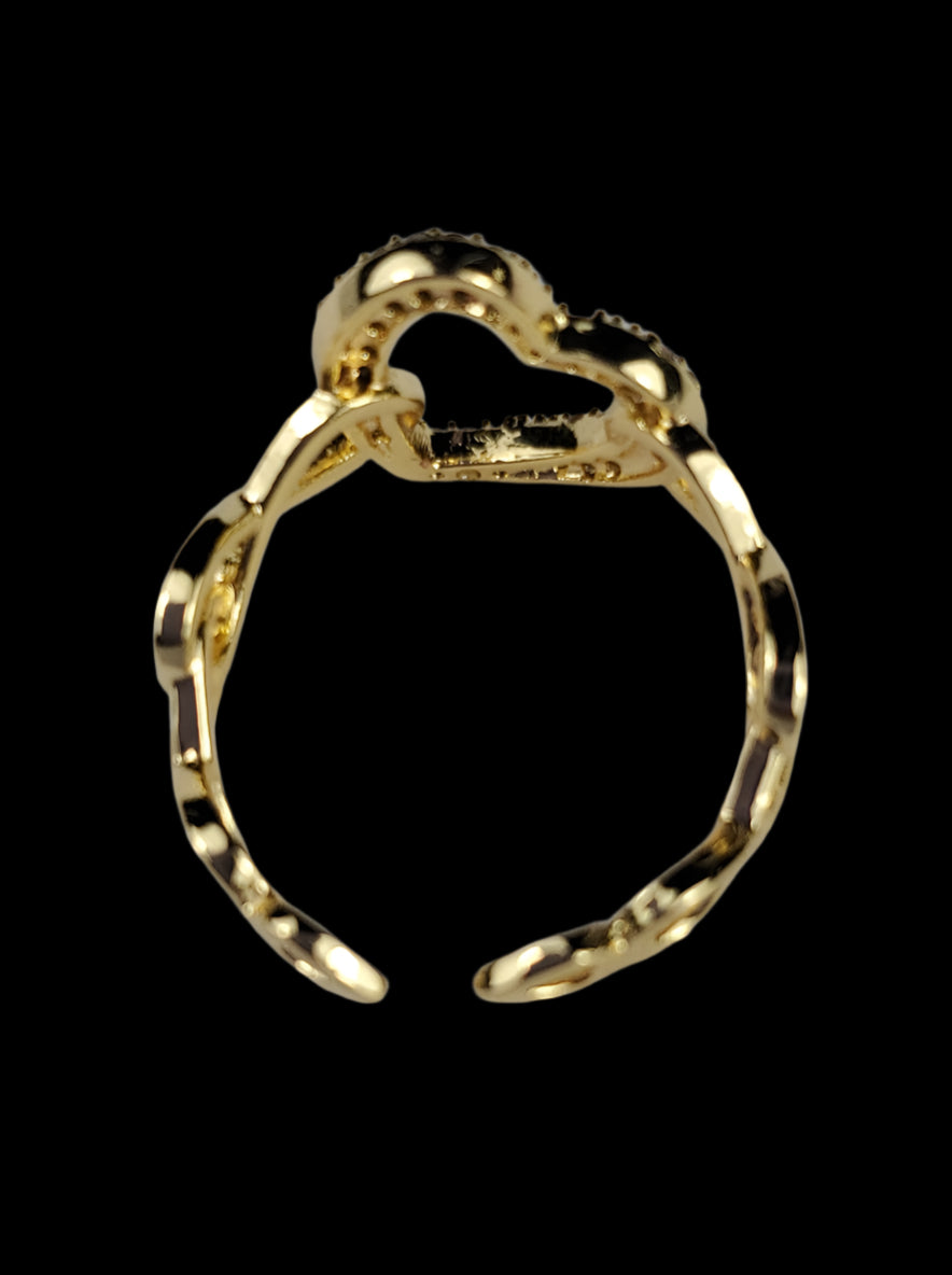 Anello Cuore e Brillantini Acciaio regolabile
