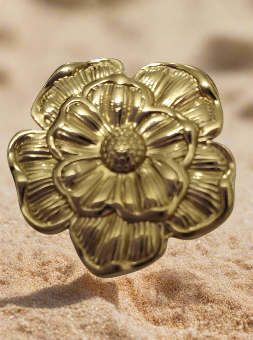 Anello Fiore Acciaio regolabile
