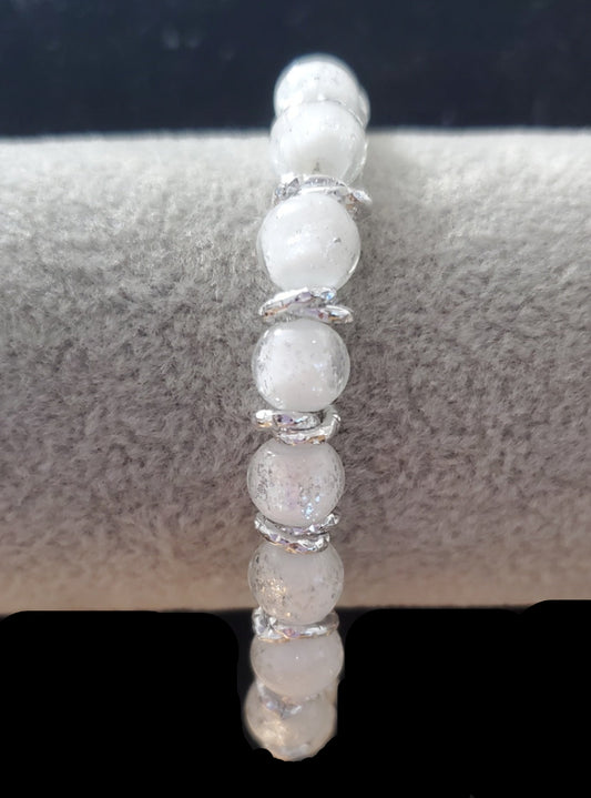 Bracciale Vetro di Murano Bianco e acciaio