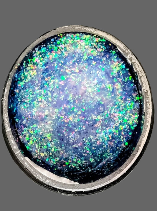 Acryl Gel Flower - Blu notte con maxi glitter iridescenti, vista dall'alto